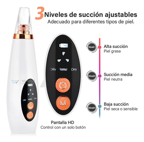 Removedor Espinillas,6 Sondas Succión Limpiadora Poros Acné