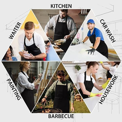 4 Delantales De Cocinero Con 2 Bolsillos, Impermeables 2024