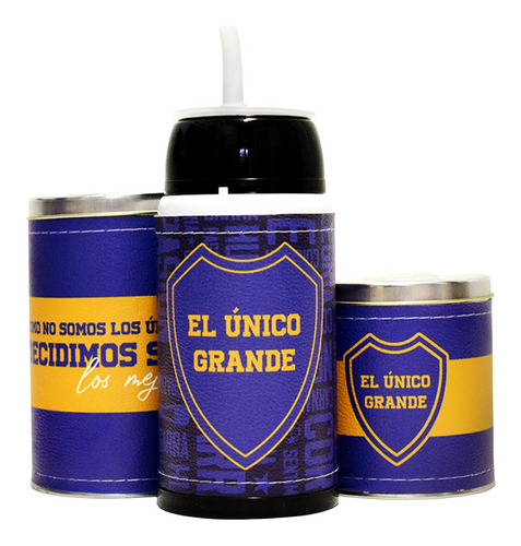 Combo Azul Y Oro Mate Listo Plástico Yerbera Azucarera