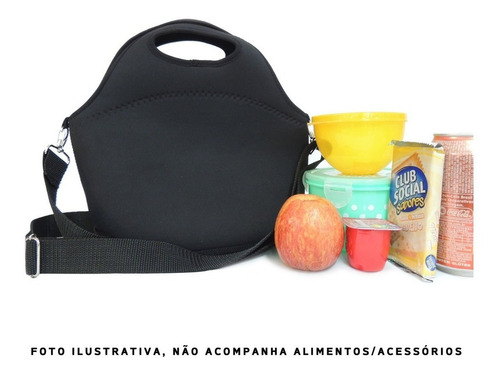 Imagem 4 de 8 de Bolsa Lancheira Térmica Neoprene Preto Liso Isoprene