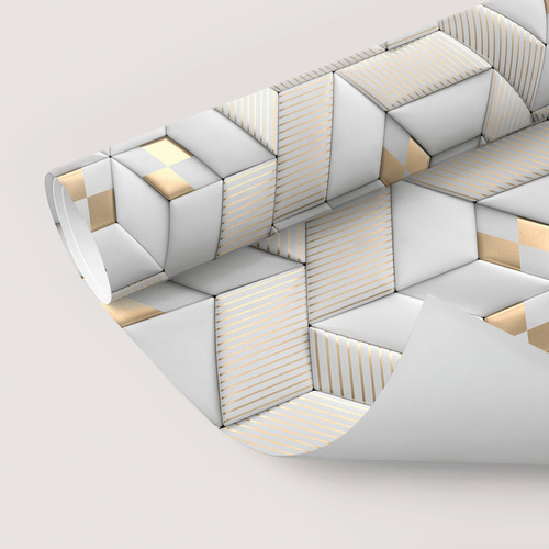Papel De Parede Adesivo Sala Efeito 3d Geométrico Gold 10m