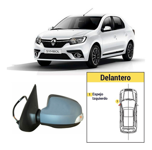 Espejo Renault Symbol 13-18 Intermitente Izquierdo Manual
