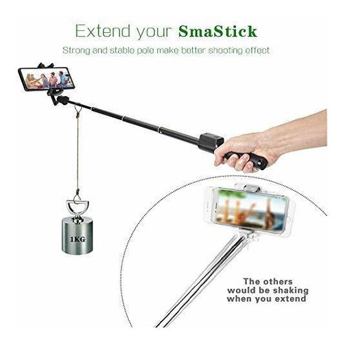 Imagen 4 de 9 de Smatree Palo Para Selfie, Trípode Extensible Con Obturador C