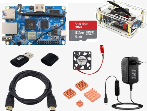 Orange Pi 3 Lts + Case, Fonte, Hdmi, Cooler, Dissipad + 32gb