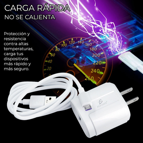 Combo Cargador Carga Rapida 2.0 Cable V8 Cargador Pared Usb
