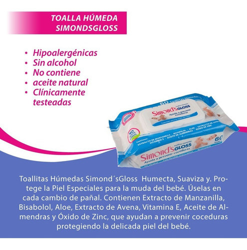 Toallas Humedas Simonds Gloss 60und Hipoalergenicas