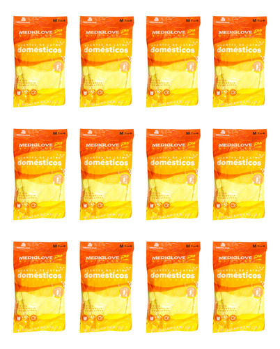 Mediglove Guante Domestico Afelpado Amarillo X 12 Pares Amarillo Talle Xl