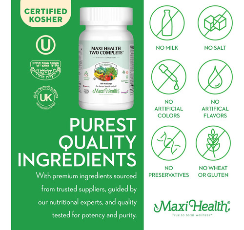 Maxi Health Two Complete Multivitaminas 180 Cápsulas