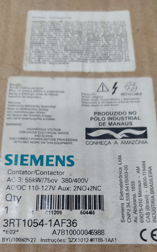 Contactor Trifásico 3rt1054