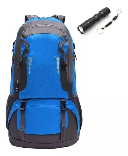 Mochila viaje Trekking 50L color azul claro diseño liso 50L