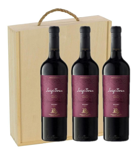 Estuche Madera Vino Luigi Bosca Malbec X750cc X3 Unidades