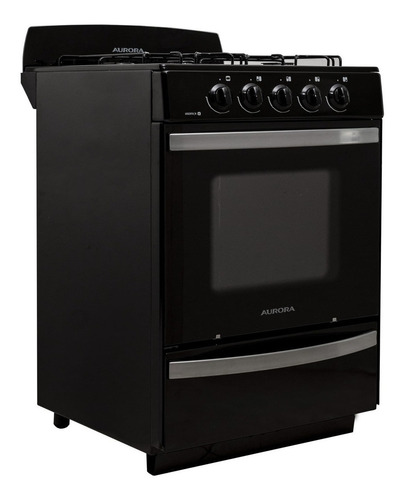 Imagen 2 de 4 de Cocina Aurora Argenta N4 gas natural 4 hornallas negra puerta con visor 68L