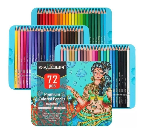 Set 72 Lapices Colores Arte Profesional Dibujo Caja Metálica