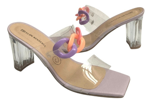Imagen 5 de 8 de Zapatilla Mujer Felipe Rentería Tacón Cristal Cadena Colores