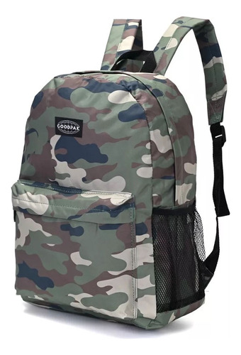 Mochila Espalda Camuflada 17 Pulgadas Good Pak Color Verde Musgo Diseño De La Tela Camuflado