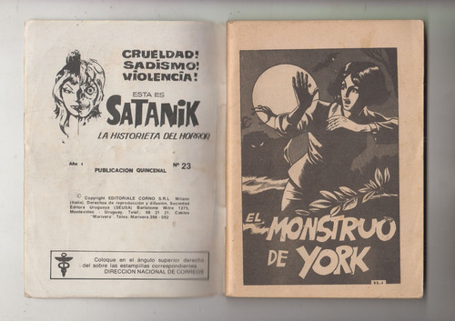 Comic Terror Satanik N°23 Bunker Magnus Fumetto Nero Uruguay (Usado)
