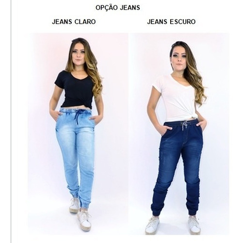 Kit 3 Calça Jeans Feminina Jogger Cos Elastico Camuflada