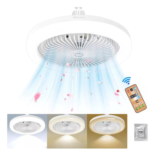Ventilador De Techo Modernos Con Luz Y Control Remoto 25 Cm 60hz Blanco Blanco Plástico