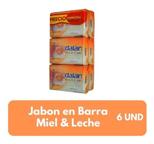 Imagen 1 de 3 de Dalan Jabón Barra Miel & Milk 6-pack 75gr 12 Paqxbulto