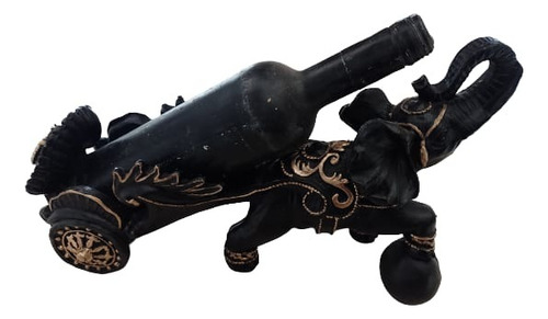 Elefante Porta Botella Color Negro, Figura Escultura