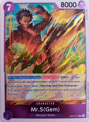 One Piece Tcg Mr.5(gem) Op04-072 R Foil