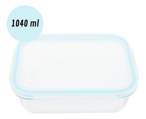 Pote De Vidro Retangular De Alimentos 1040ml Tampa Bela Kasa Cor Azul