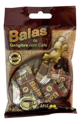 Balas De Gengibre E Café 100% Natural (10x4g) 40g Apis Flora