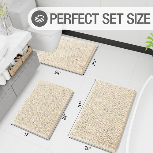 Alfombras De Baño De Chenilla Ztionhd Juntos De 2 Piezas, De
