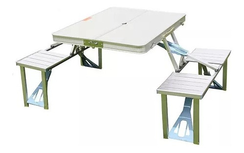 Mesa Aluminio Plegable Camping Picnic Maleta 4 Asientos