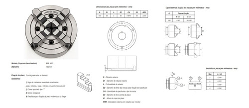 Placa Torno 4 Castanhas Independente 160 Mm - Championtools