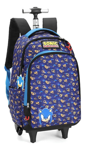 Mochila De Rodinhas Azul Sonic The Hedgehog Anéis Luxcel