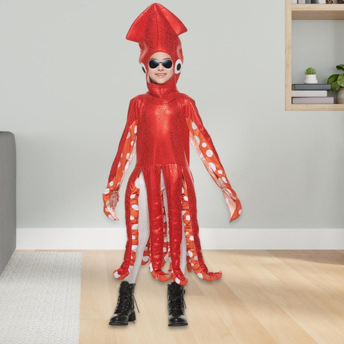 Disfraz De Calamar Para Niños, Color Rojo, Disfraz De