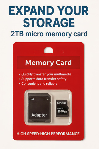 Memoria Micro Tf 2tb Servitae 2 Tera Con Adaptador Servitae
