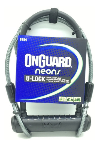 Cadeado U-lock + Cabo Onguard 8154 Super Reforçado C/ Chaves