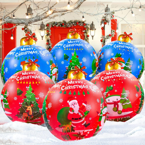 Bolas De Navidad Inflables De 60 Cm Con Cintas Decorativas