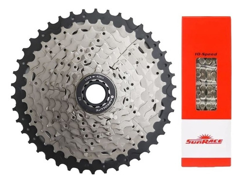 Cassete Bike Absolute Ultra 10v 11/42 + Corrente Sunrace 10v