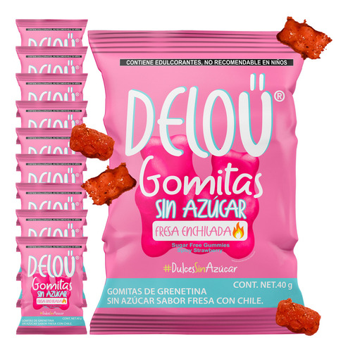 Gomita Deloü Sin Azúcar (keto) Sabor Fresa Enchilada / 12 Pz