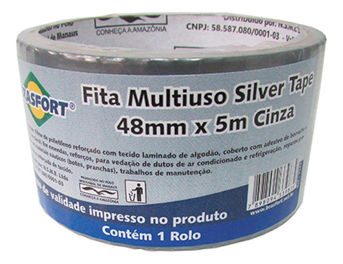 Fita Silver Tape Brasfort Cinza 48mmx05m