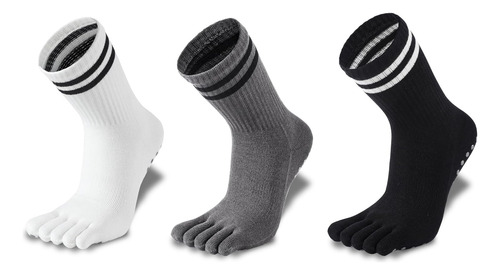 3 Pares De Calcetines De Yoga Grippy Para Mujer Con Punta Co