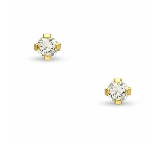 Aretes Topos Oro Amarillo 18k 4mm Circones Clásicos 