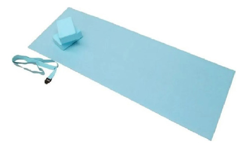 Set Yoga Entrnamiento Mat + Correa + Ladrillos Radost Celeste