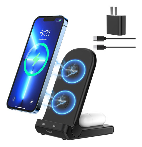 Cargador Inalambrico Para iPhone/samsung/AirPods, Cargador D