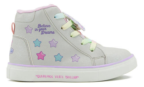 Tenis Para Niña Bota Unicornio Estrellas Onix Moda Plateado