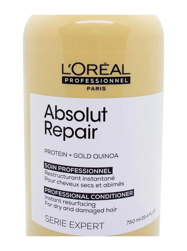 Imagen 3 de 3 de Acondicionador L'Oréal Professionnel Serie Expert Absolut Repair Gold Quinoa + Protein en dosificador de 750mL por 1 unidad