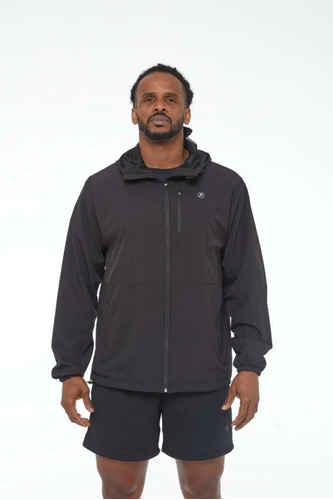 Campera Con Capucha Aptitud Running Negro Hombre