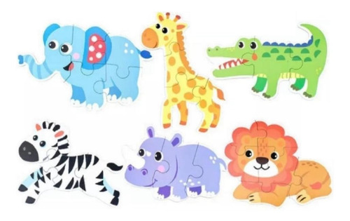 Puzzles Rompecabezas Animal Selva Juego Didáctico Madera