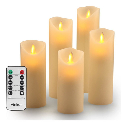 Vinkor Juego De Velas Decorativas Sin Llama - Vela De Cera C