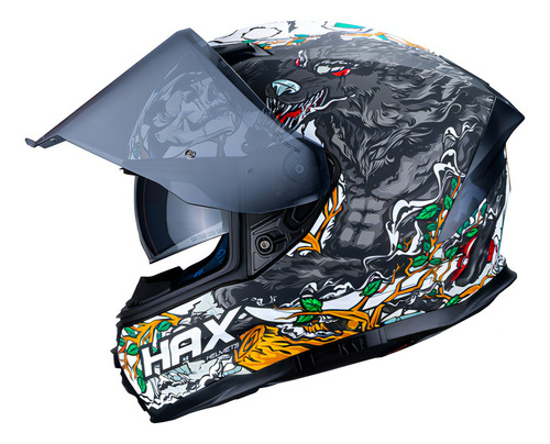 Casco Integral Hax Helmets Force Night Legend Negro Verde DOT ECE 06 Talla M