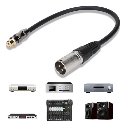 Adaptador Convertidor Rca Hembra A Xlr Macho, 30 Cm De Longi