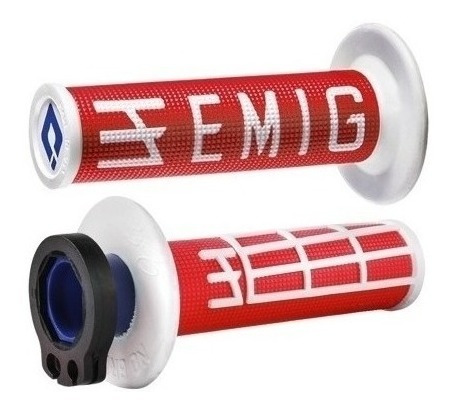 Puños Moto Mx V2 Lock-on Emig Grip Red/white Odi